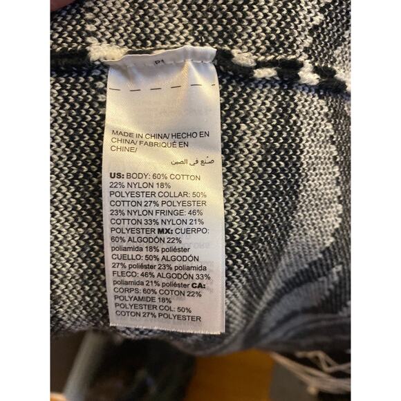 2010s Chico’s Black Tribal Fringe Knit Open Cardigan Wrap Size 3 XL - Picture 10 of 10